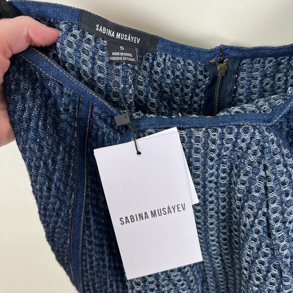 Sabina Musayev Eti Midi Maxi Dress Cut Out Halter Denim Summer Sundress Tie Back - Picture 9 of 15